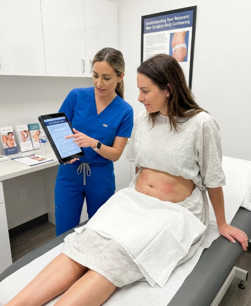 Temporary redness and swelling during recovery after 4D Body Sculpting treatment