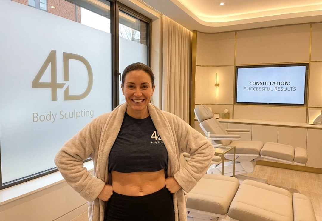 Confident patient after 4D Body Sculpting treatment with improved body definition and contour
