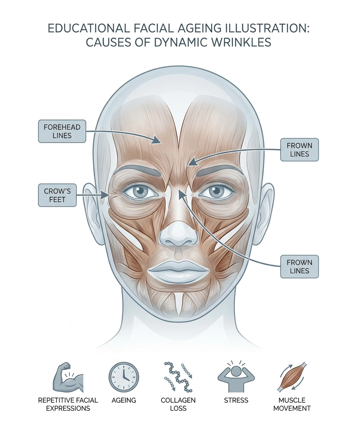 Common causes of wrinkles and facial muscle-related concerns treated with Botox