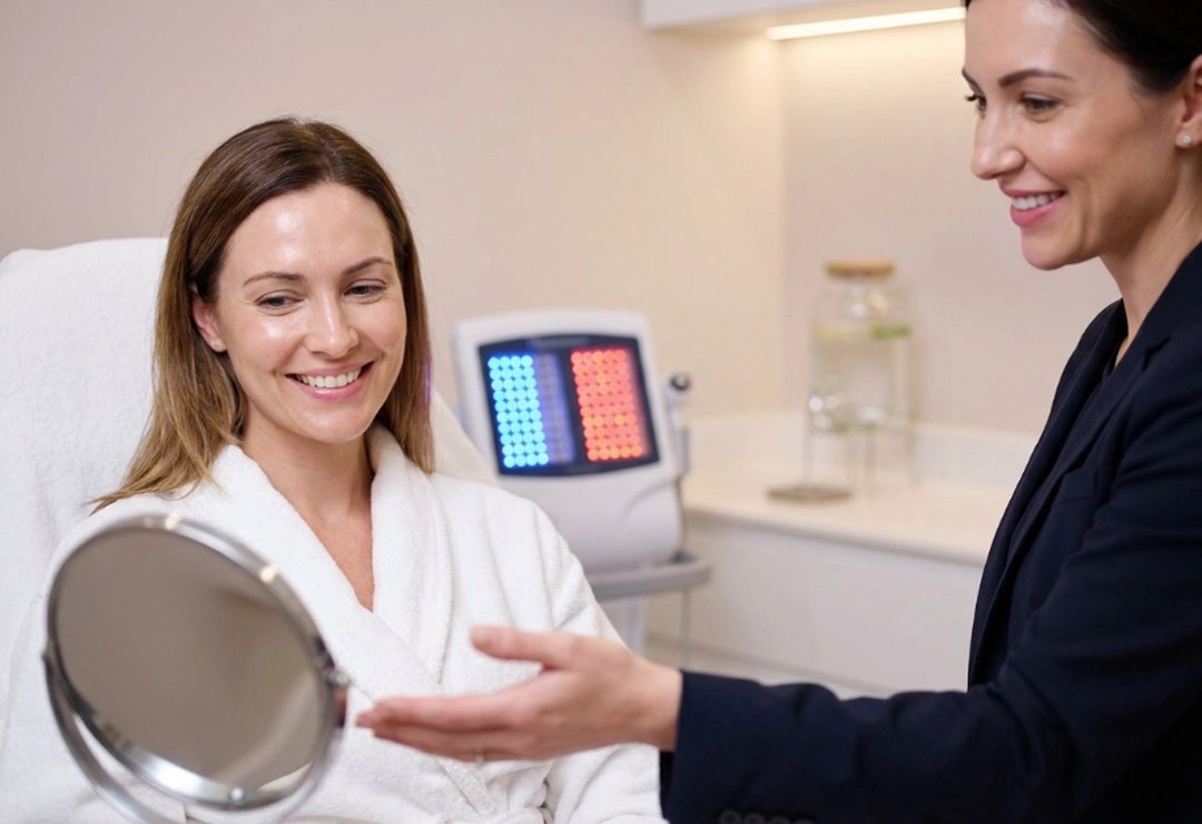 Confident patient after Celluma LED phototherapy treatment with clearer and healthier-looking skin