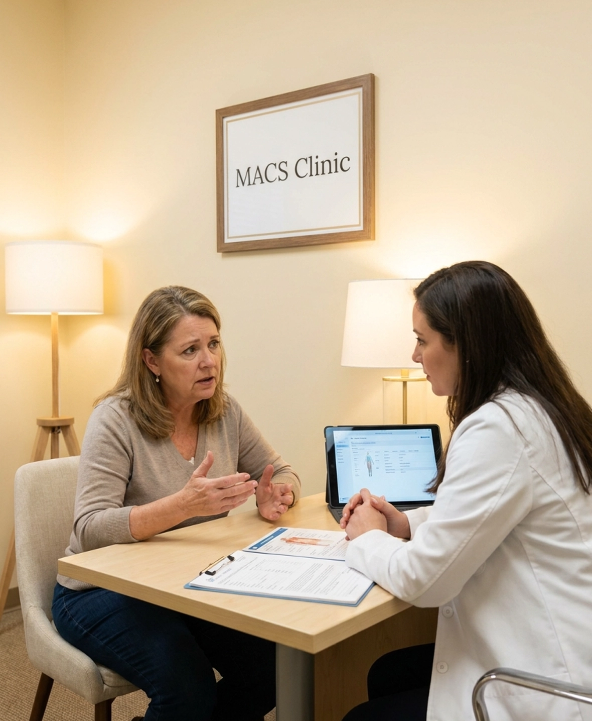 Patient discussing recovery concerns during a return patient consultation at MACS Clinic