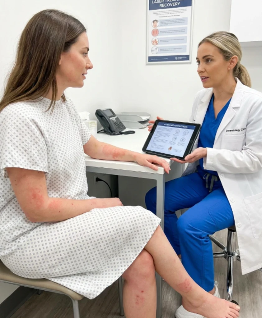 Temporary redness and mild skin sensitivity after laser hair removal treatment