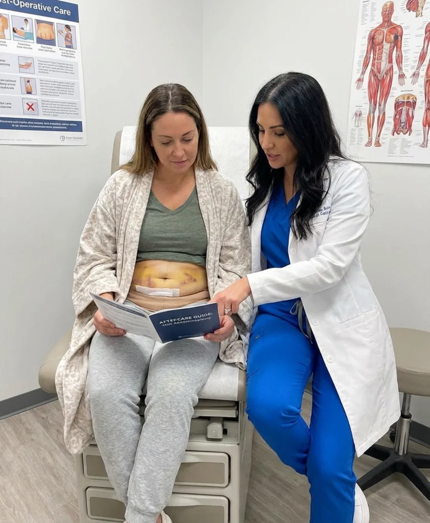 Temporary swelling and bruising during recovery after mini abdominoplasty surgery
