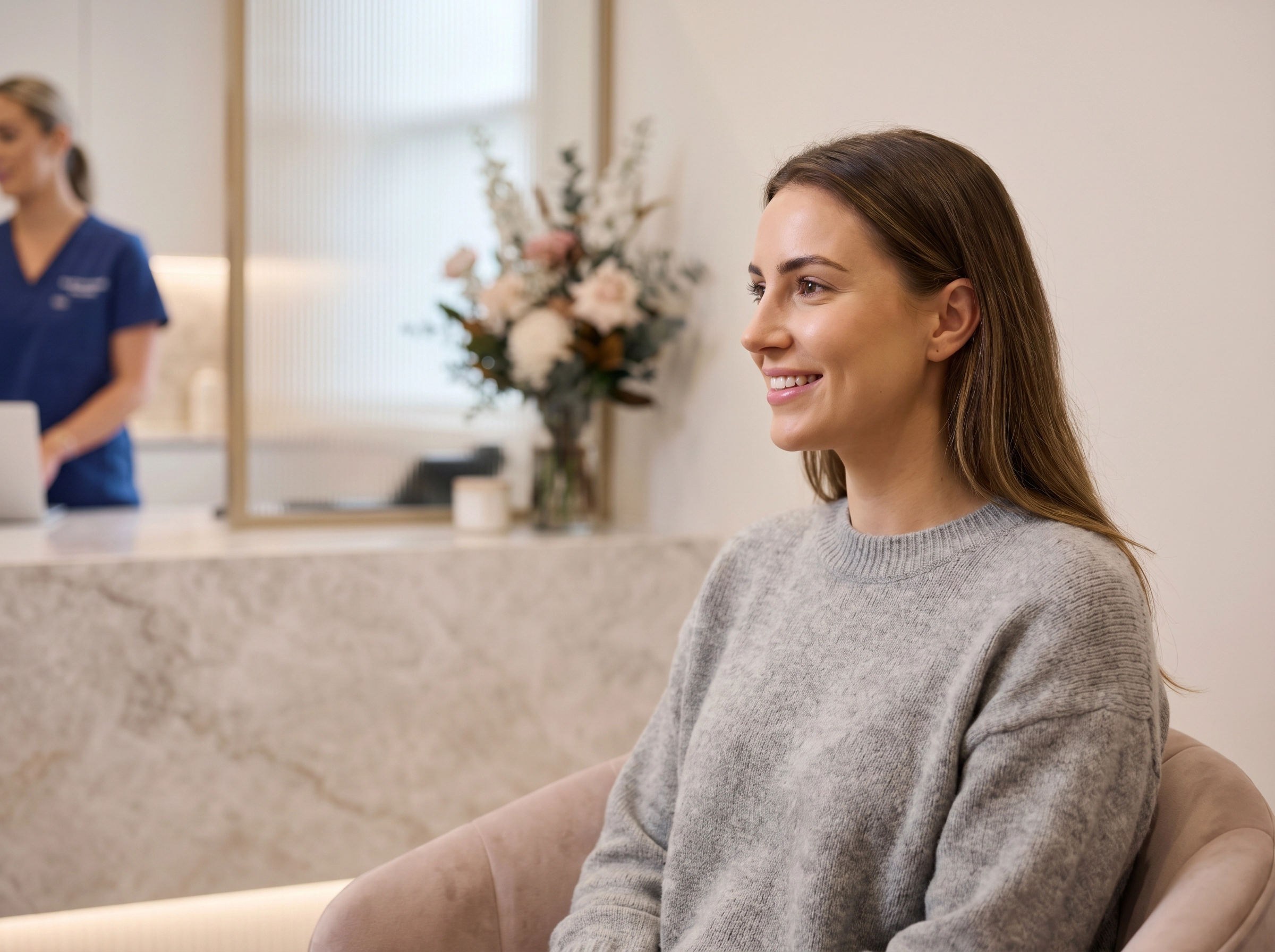 Confident patient after rhinoplasty surgery with refined and natural-looking results