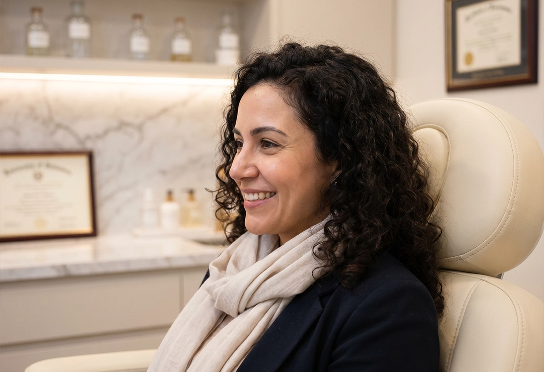 Confident patient after rhinoplasty surgery with refined and natural-looking results