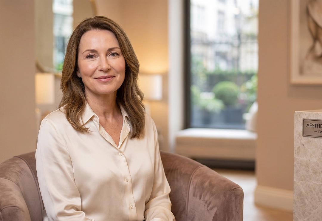 Confident patient after lower blepharoplasty with rejuvenated and youthful-looking eyes