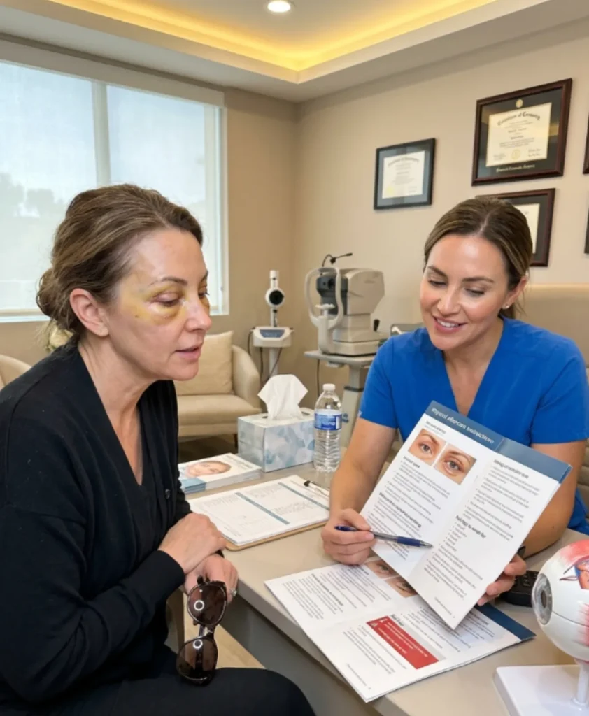 Temporary swelling and mild bruising during recovery after blepharoplasty