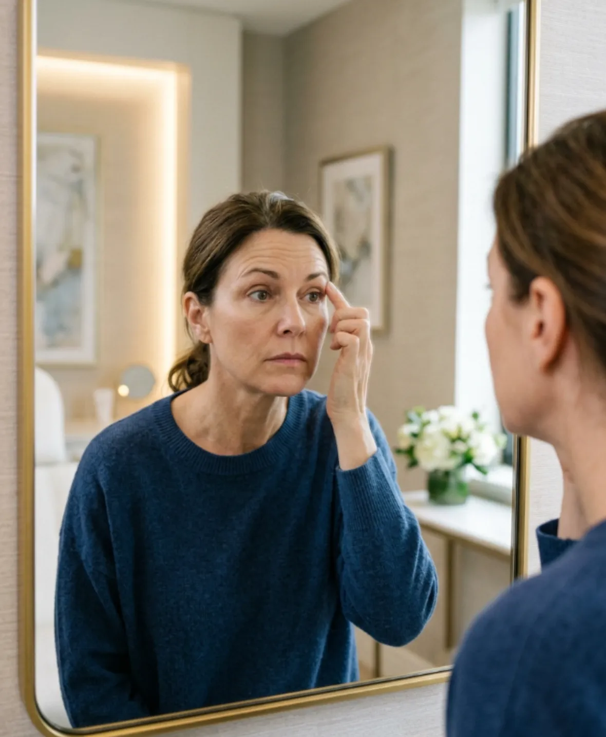Common causes of droopy upper eyelids including ageing and skin laxity