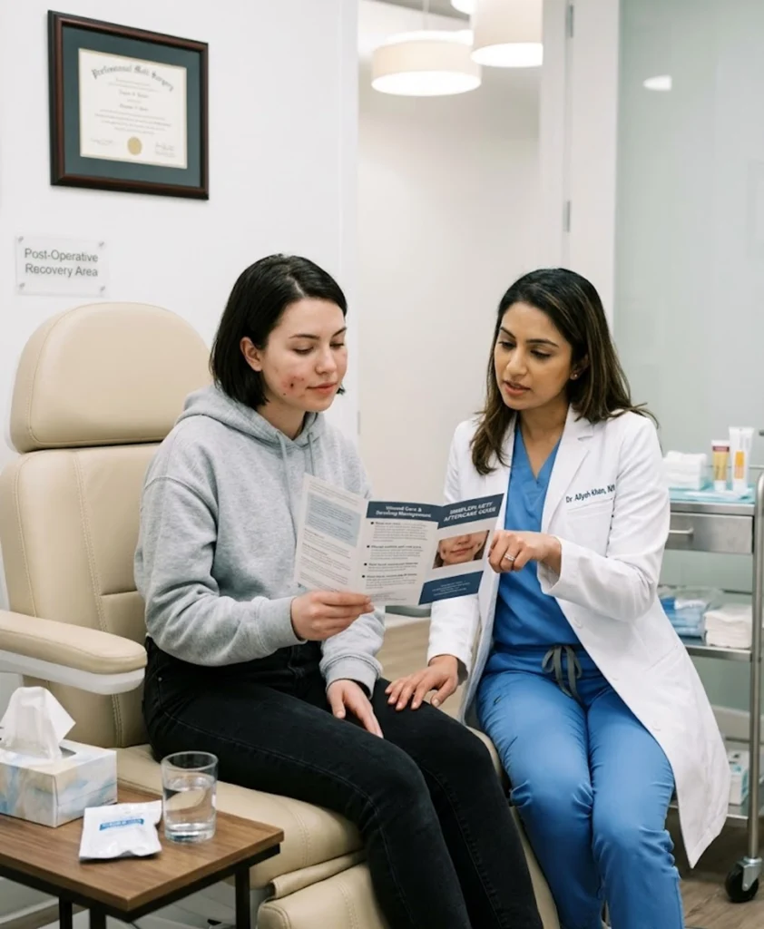 Temporary swelling and mild discomfort during recovery after bilateral dimpleplasty