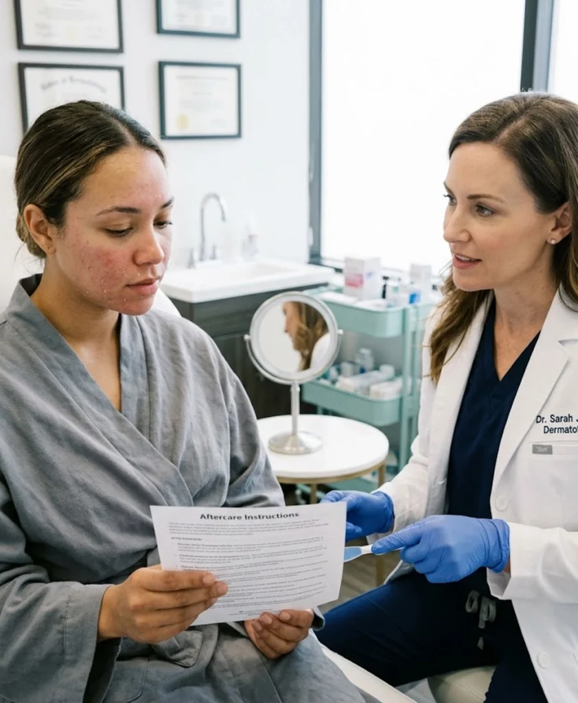 Temporary redness or peeling after glycolic peel treatment