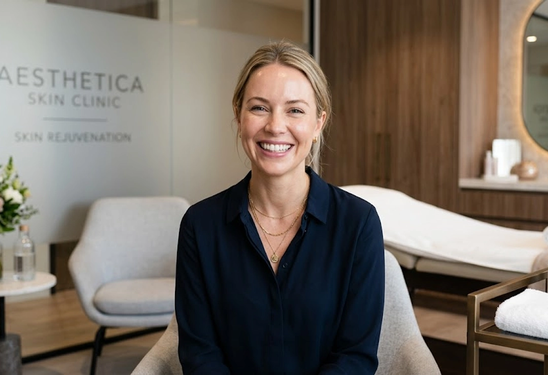 Confident patient after glycolic peel treatment with refreshed and radiant facial skin