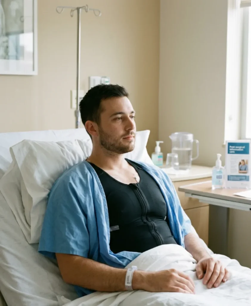Temporary swelling and bruising during recovery after male chest reduction surgery