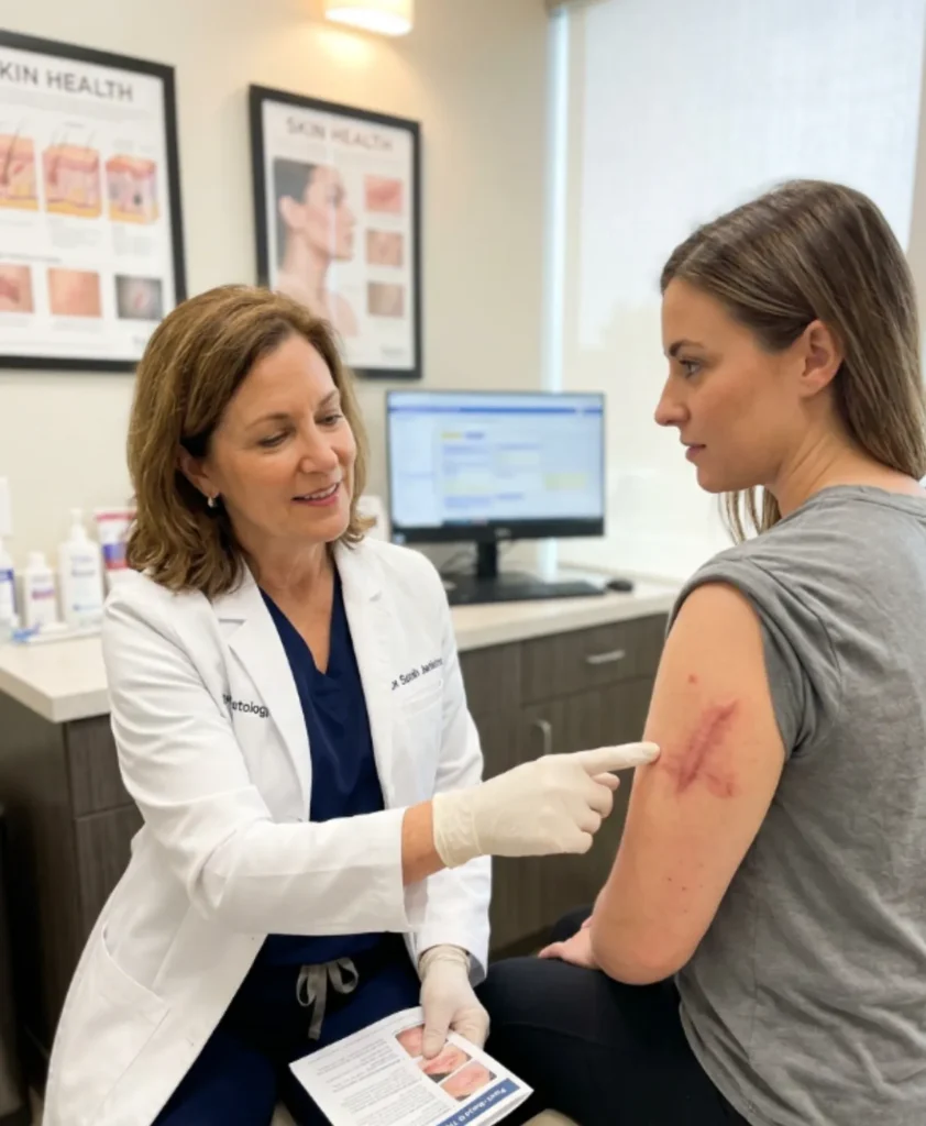 Temporary redness and healing changes after keloid scar revision treatment